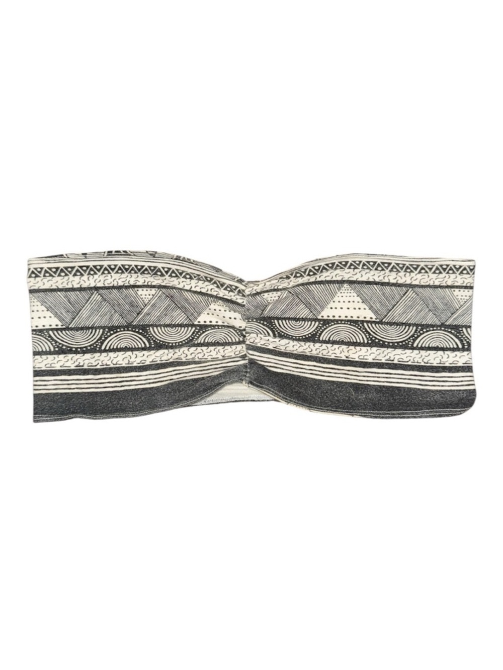Strapless Black & White Tribal Patterned Bandeau Top